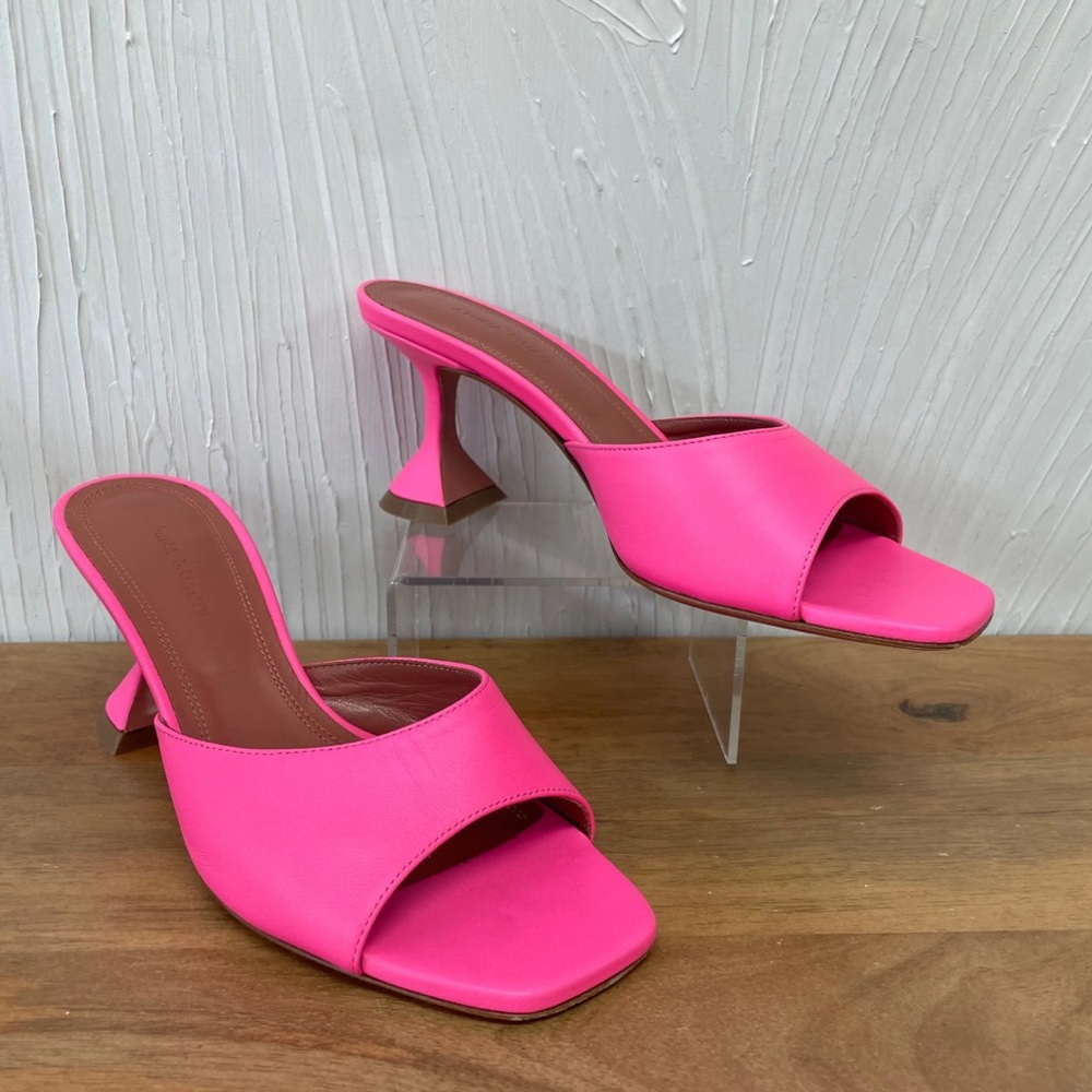 Amina Muaddi Neon Pink Slip-On Heels
